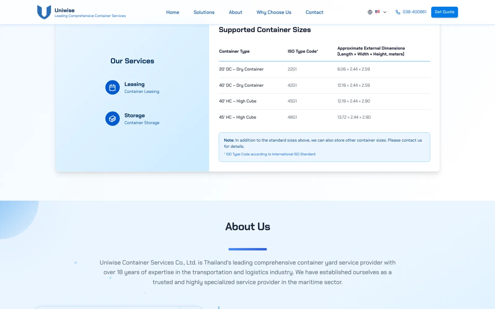Uniwise Container — ดำเนินงานที่แหลมฉบัง